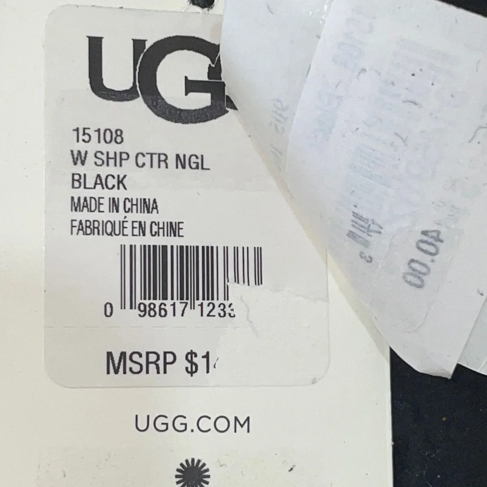NEW UGG Genuine Dyed Shearling Slim Side Black lined Fur-Trimmed Gloves $140